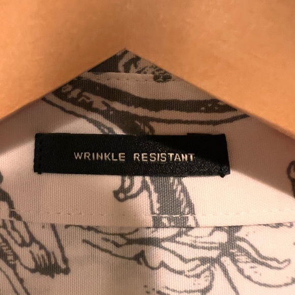 Talbots sz 12 petite collared button-down creamy white & black floral print - Picture 8 of 10